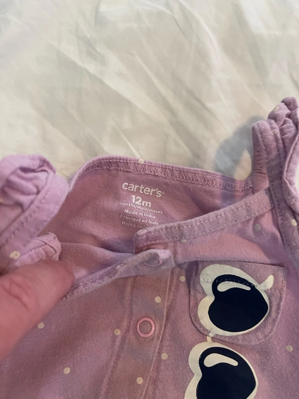 Carters Lilac Polka Dot Baby Sunsuit with Heart Sunglasses Patch
